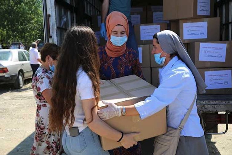 Religions for Peace Interreligious Council of Albania distributing Covid relief supplies from the Multi-religious Humanitarian Fund